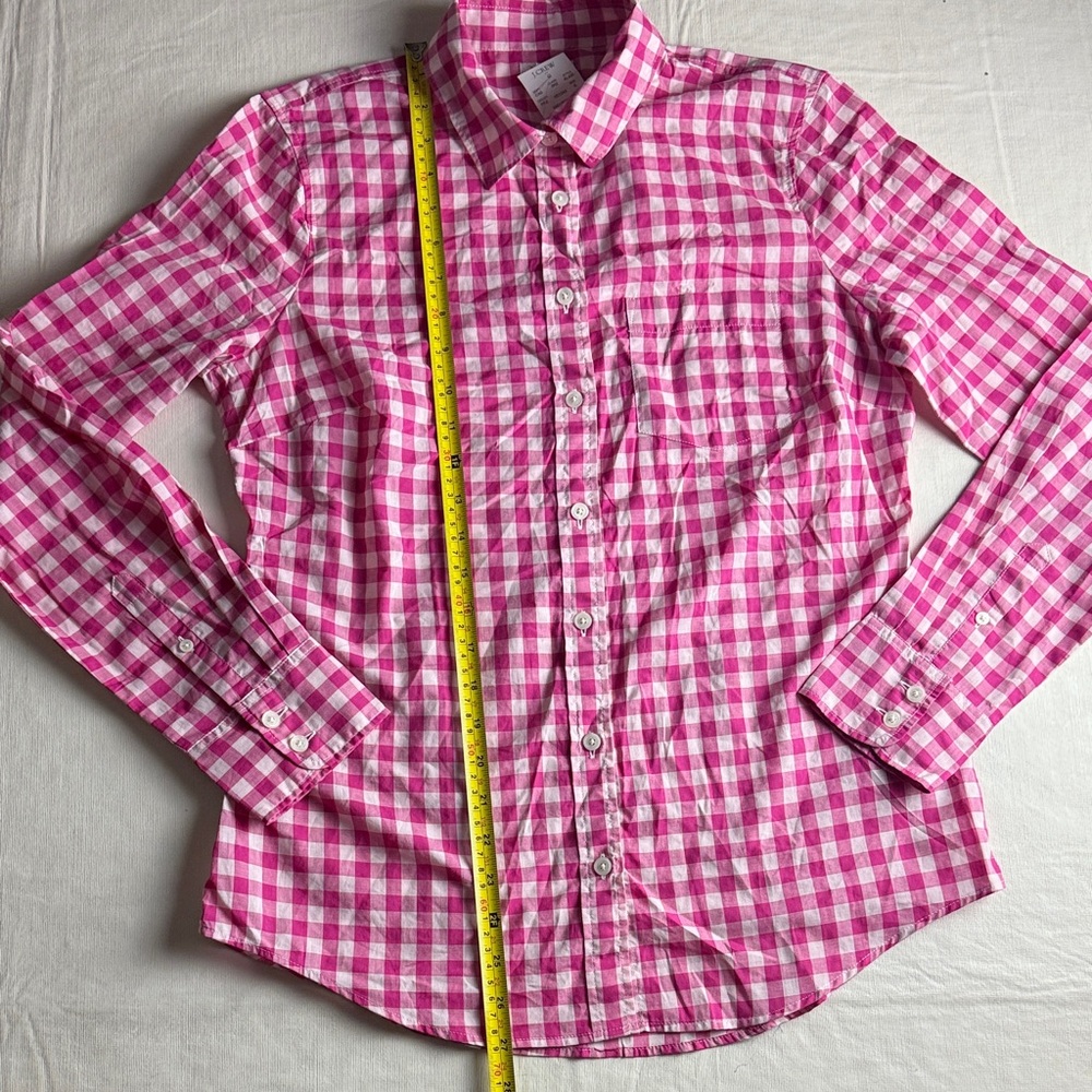 J. Crew Women's Pink Checkered Long Sleeve Button Down Shirt Size S NWT - Picture 9 of 12